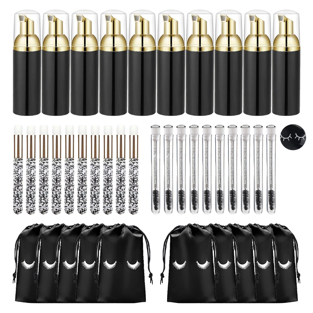 Eyelash Extension Aftercare - 40Pcs Eyelash Cleaning Tool Set 60ml