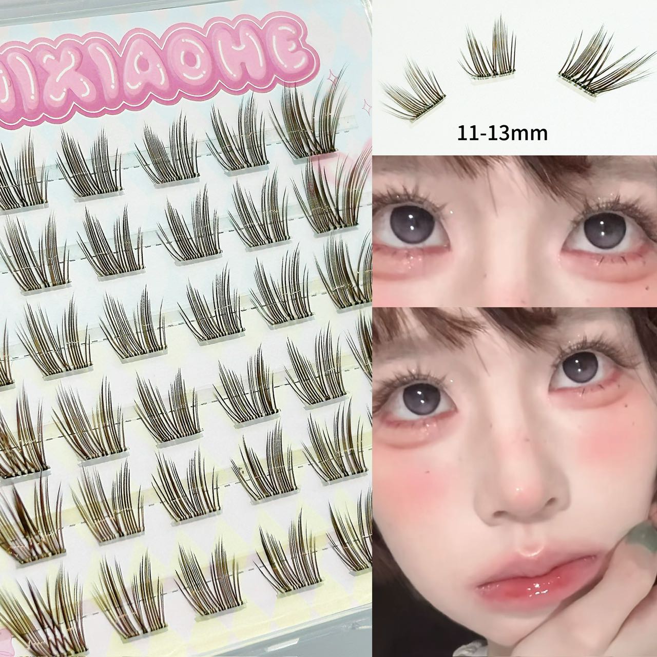 Eyelash Extension Wispy - Mixiaohe Black Brown Glue-Free Cherry Lash