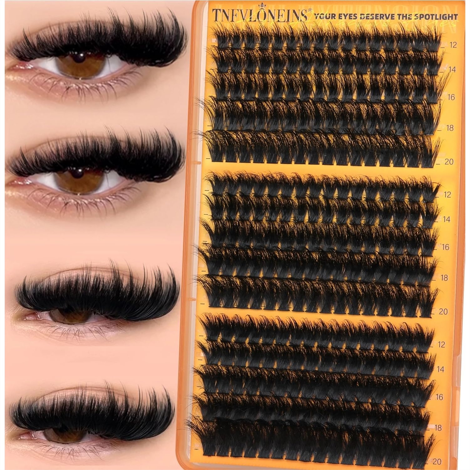 Eyelash Extension Images Free - Fluffy Lash Clusters with Spikes 200D+260D+300D