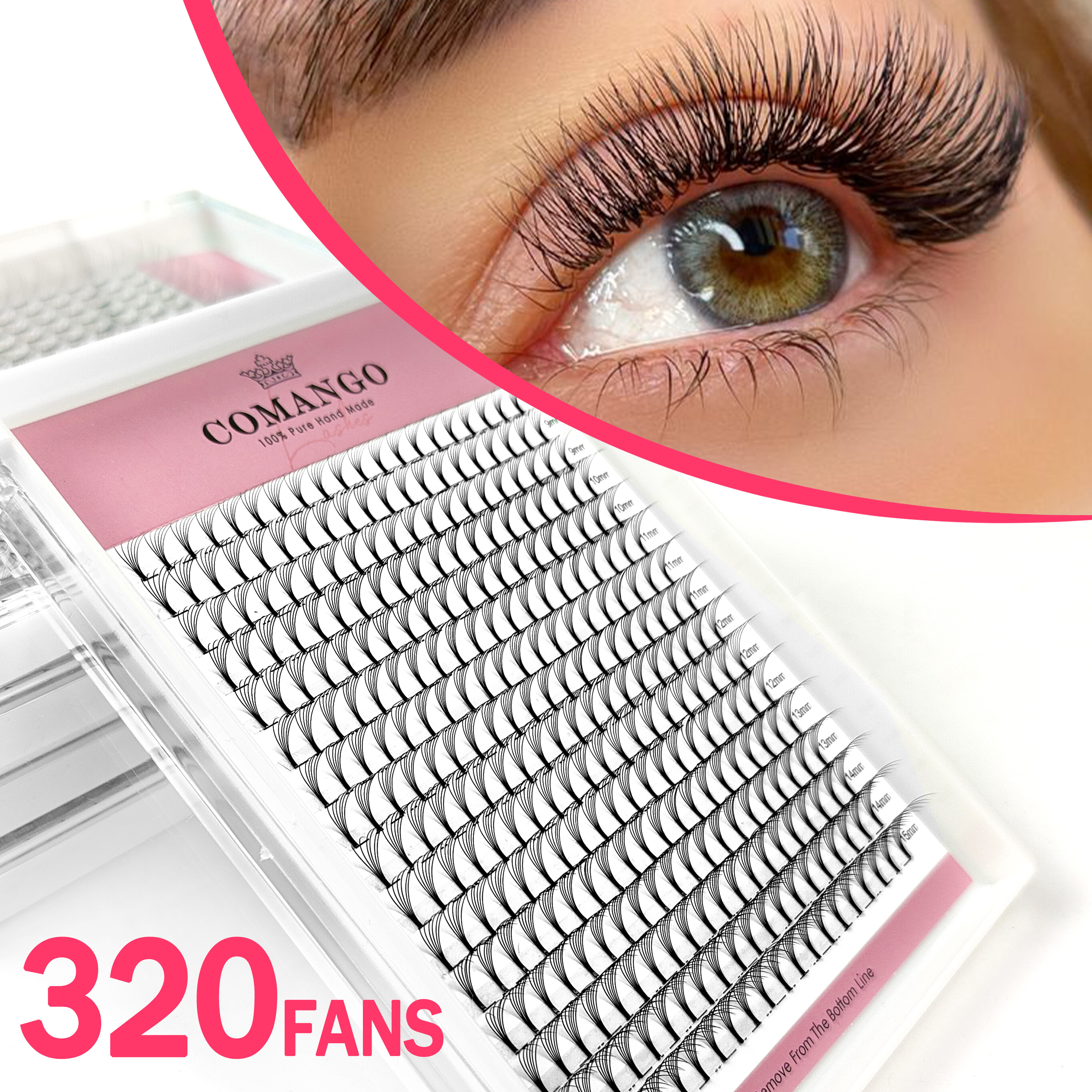 Eyelash Extension Japan - CoMango 320pcs Short Stem Premade Fan