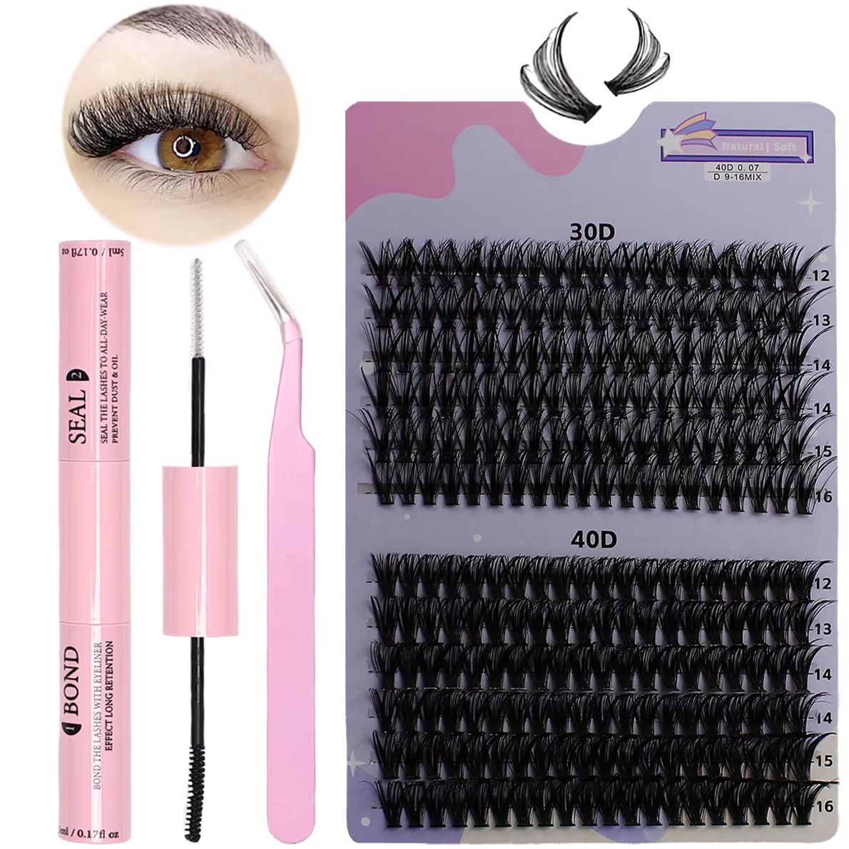Eyelash Extension Home Service - 240pcs Eyelash Extension Kit with D