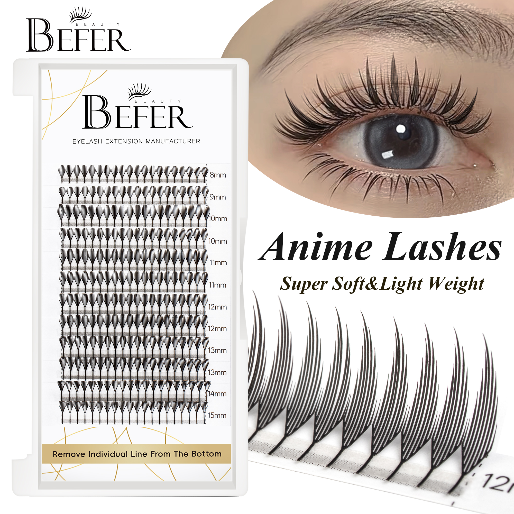 Befer Beauty Anime Lashes 240  - đánh giá và giá Eyelash Extension Cat Eye