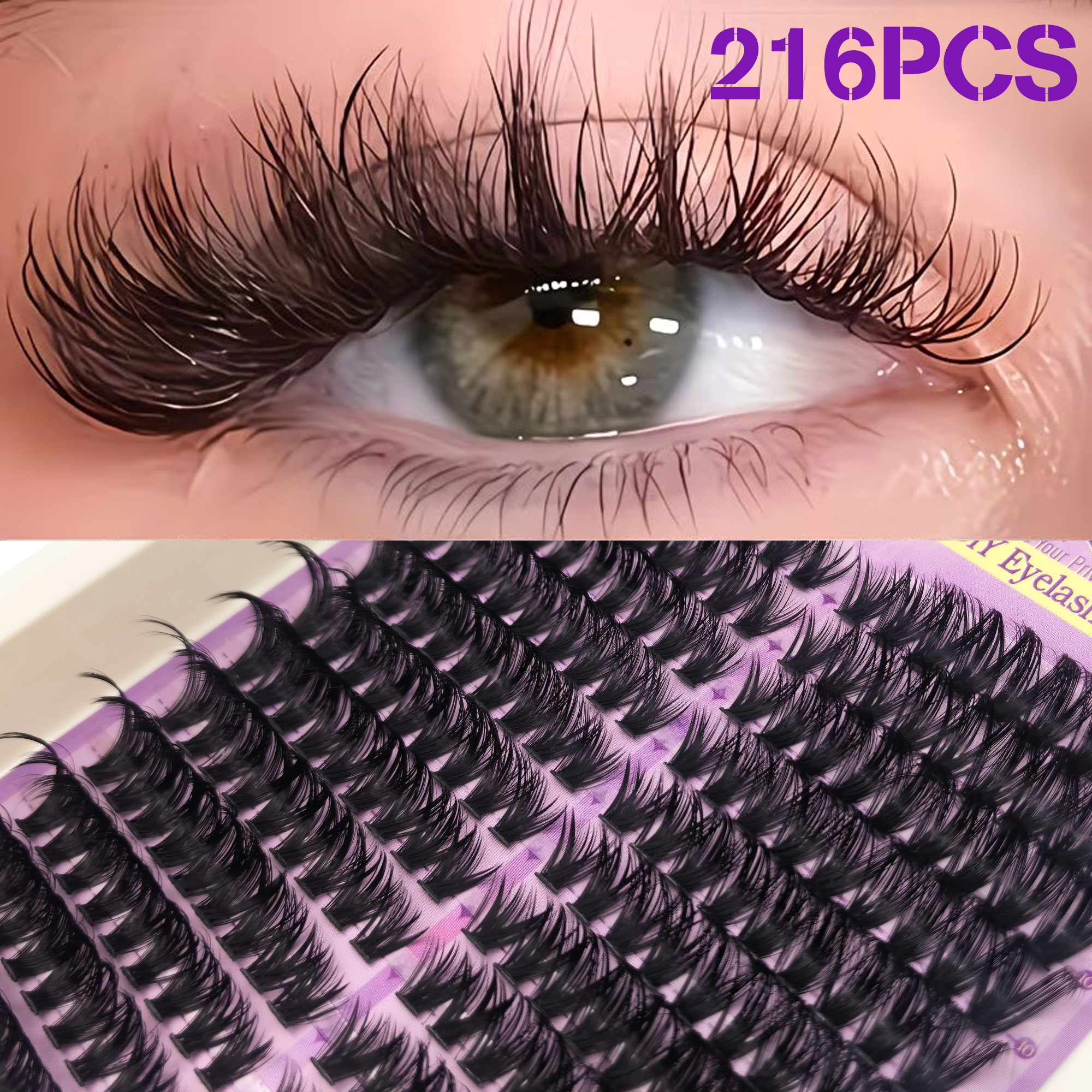 216-Cluster Ombré False Eyelas - đánh giá và giá Eyelash Extension Cat Eye