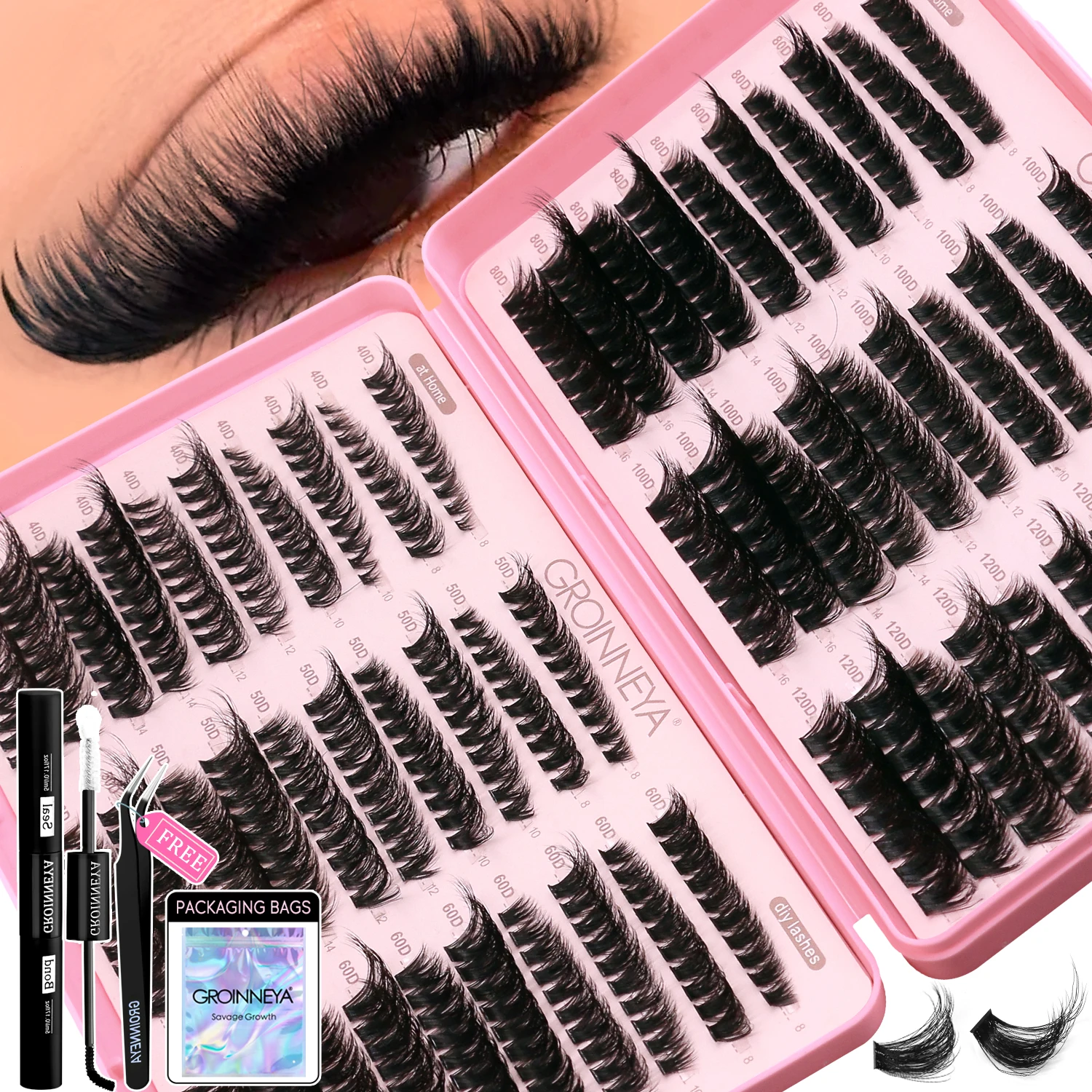 GROINNEYA Lash Clusters Kit Ca - đánh giá và giá Eyelash Extension Home Service