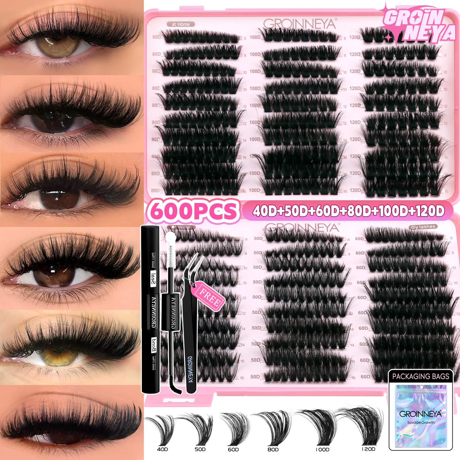 GROINNEYA Lash Clusters Kit Ca - đánh giá và giá Eyelash Extension Home Service