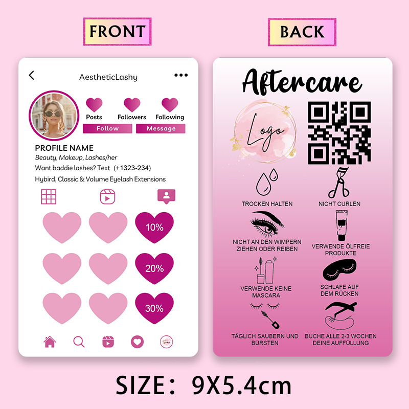 Custom Loyalty Cards with Logo - đánh giá và giá Eyelash Extension Aftercare