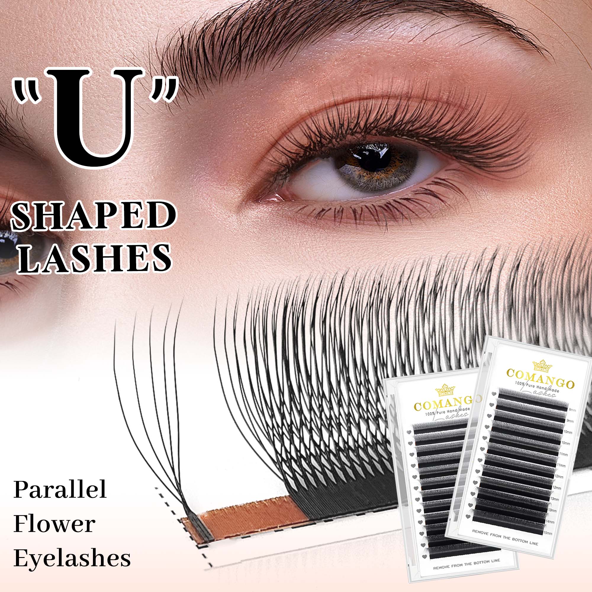 CoMango Mix8-15mm U Shaped 3/4 - đánh giá và giá Eyelash Extension Supernatural