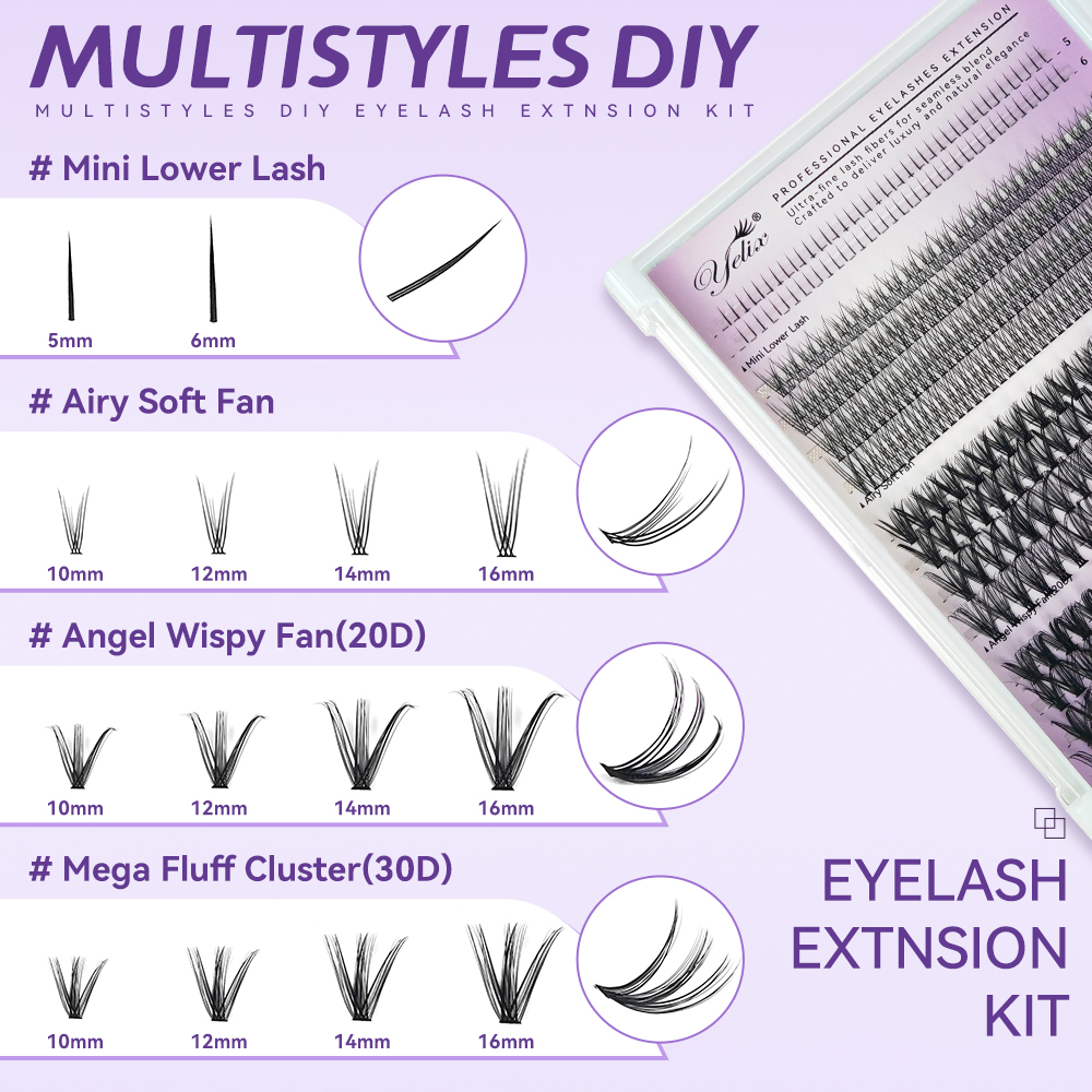 Yelix DIY Clusters Lashes Big  - đánh giá và giá Eyelash Extension Wispy