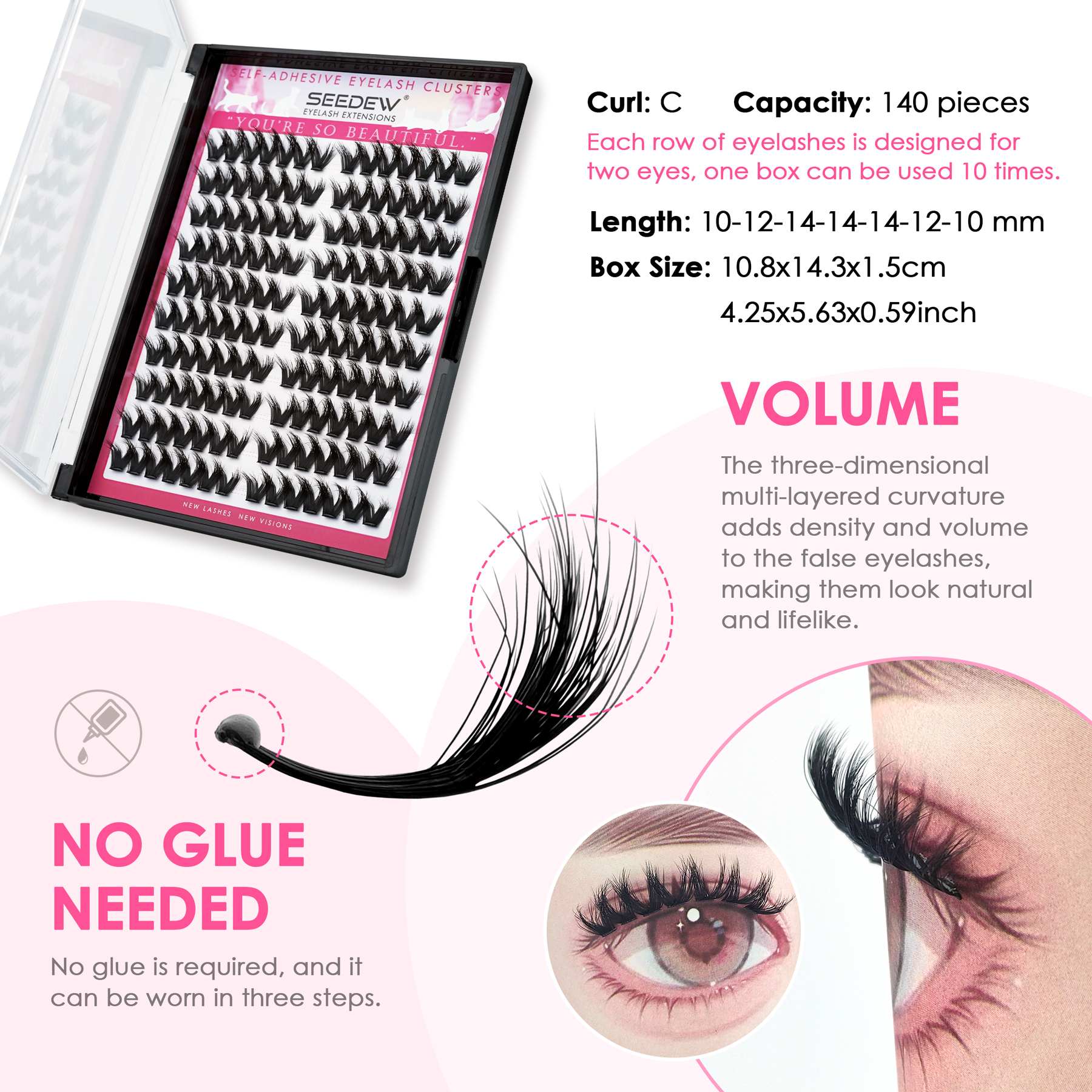 SEEDEW 3D V-shaped Thick False - đánh giá và giá Eyelash Extension Wispy