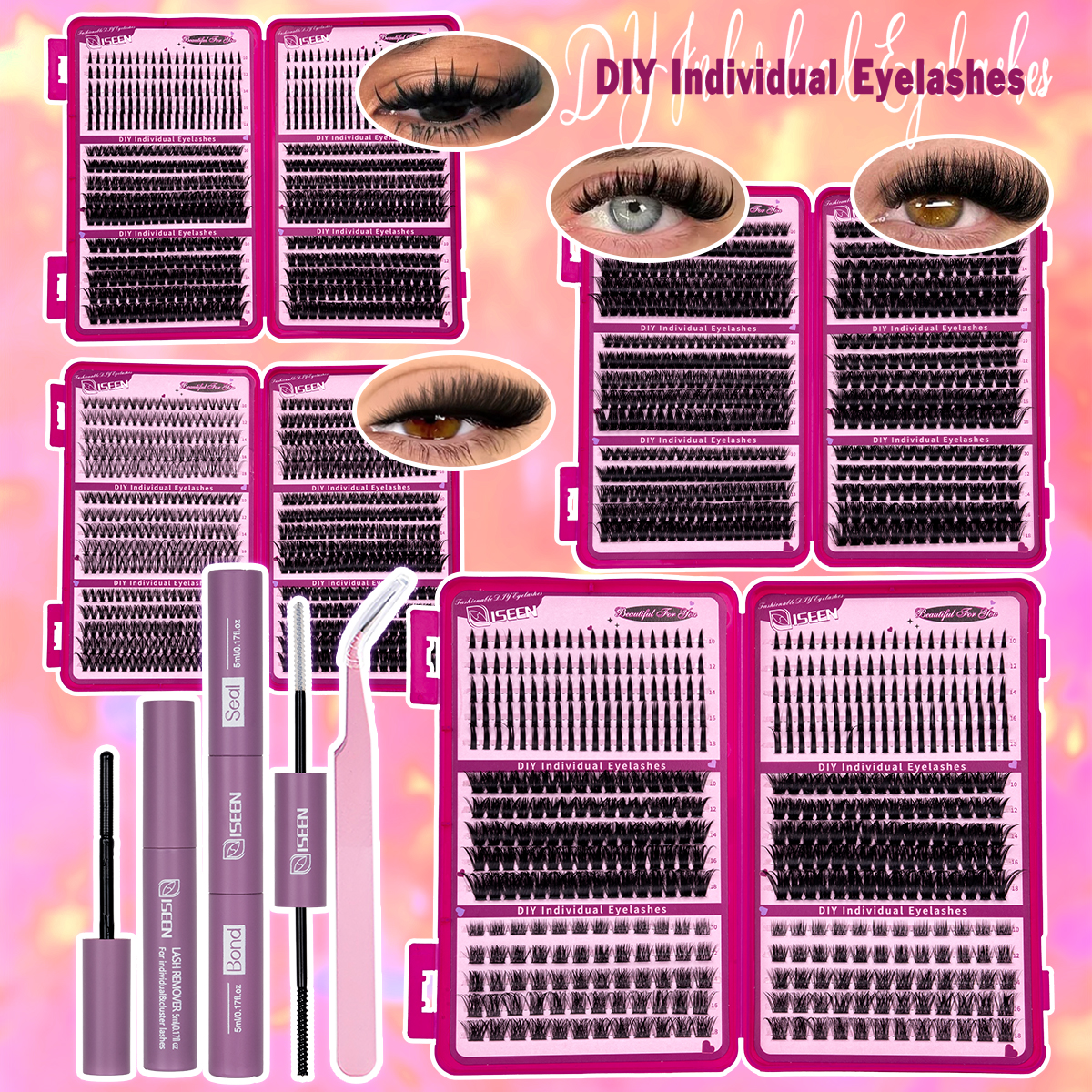 DIY Lashes Cluster Kit Large C - đánh giá và giá Eyelash Extension Home Service