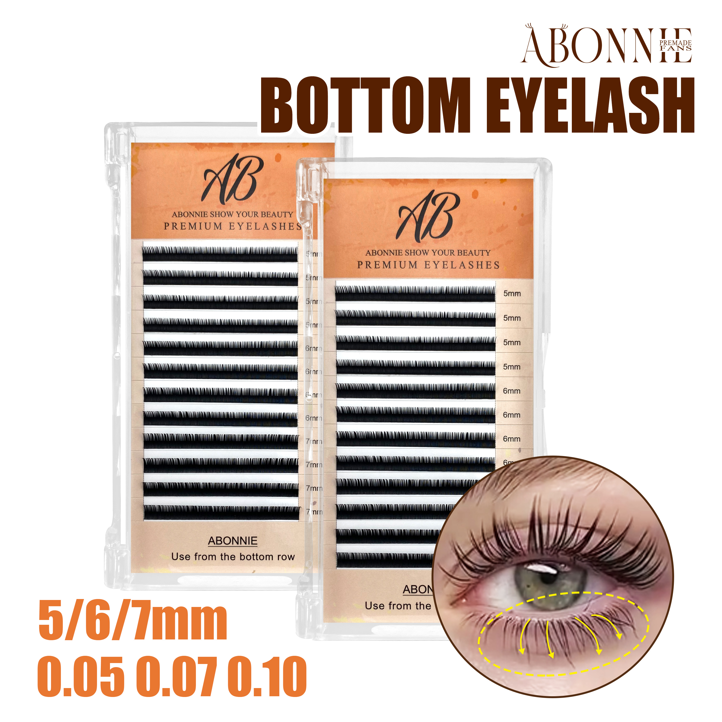 ABONNIE Brown Black Lower Lash - đánh giá và giá Eyelash Extension Japan