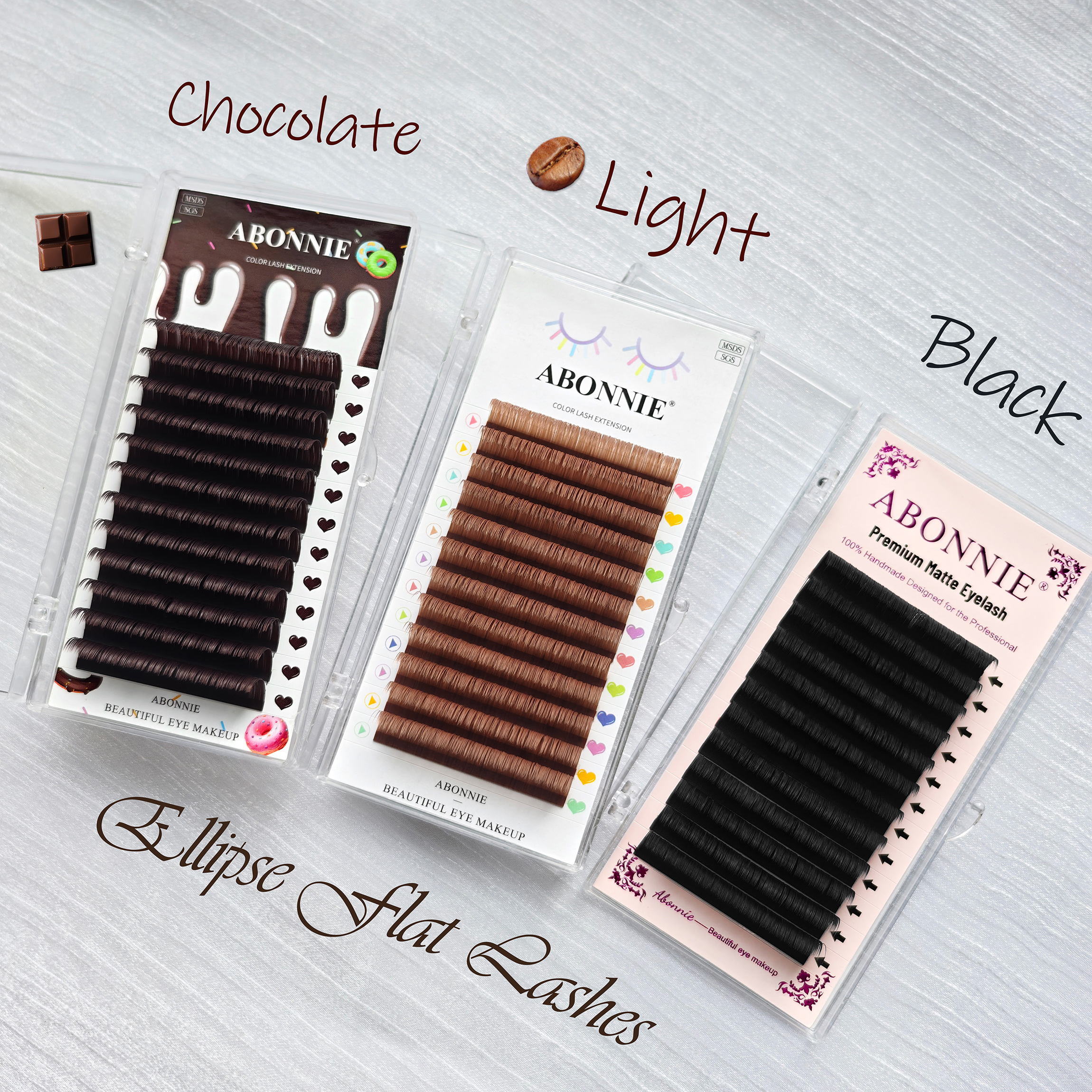 ABONNIE Brown Ellipse Flat Eye - đánh giá và giá Eyelash Extension Supernatural