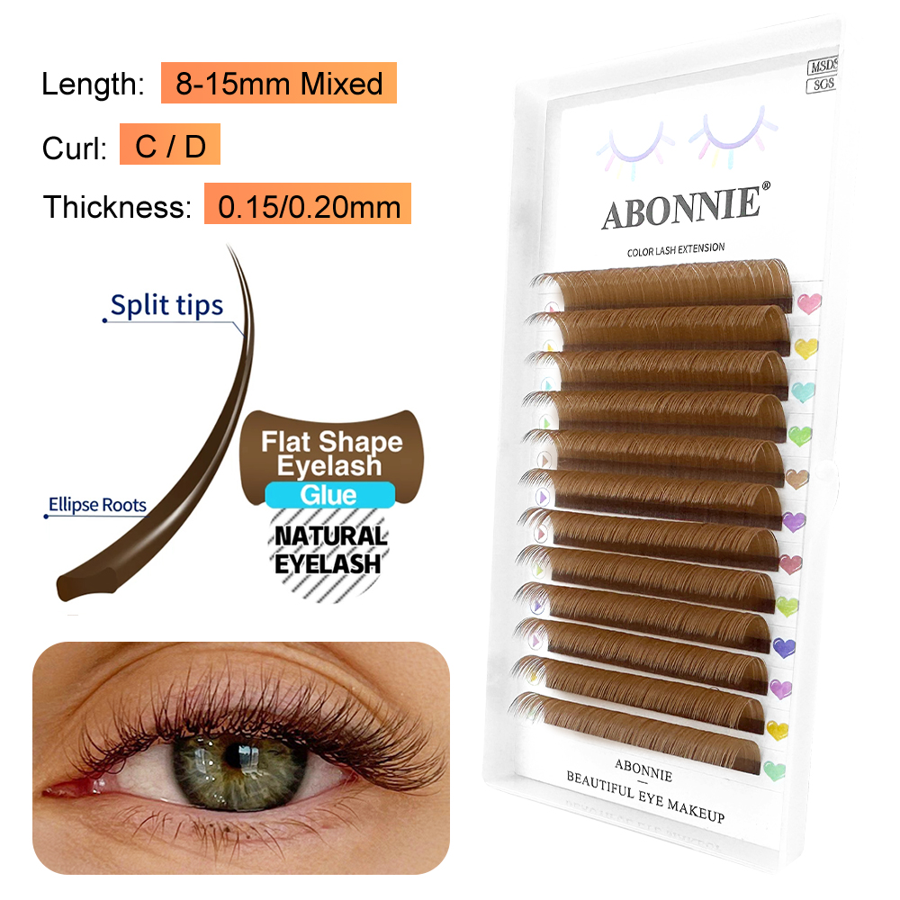 ABONNIE Brown Ellipse Flat Eye - đánh giá và giá Eyelash Extension Supernatural